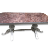 Large middle red speckled marble top table