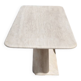 Travertine Rectangle Dining Table, in the Style of 1970 Angelo Mangiarotti