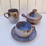Cup, mug and ceramic fondue pot, Chantal & Thierry Robert