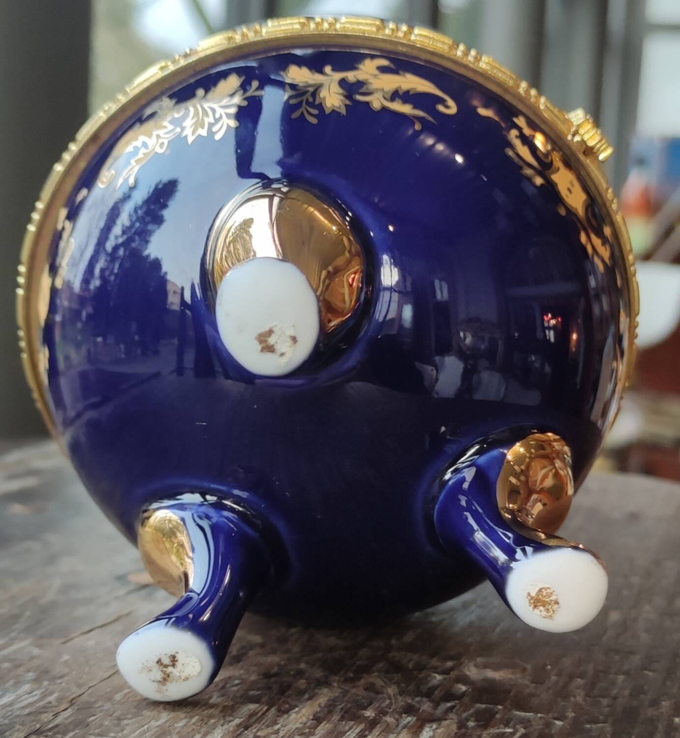 Old Large Egg Porcelain Jewelry Box Set