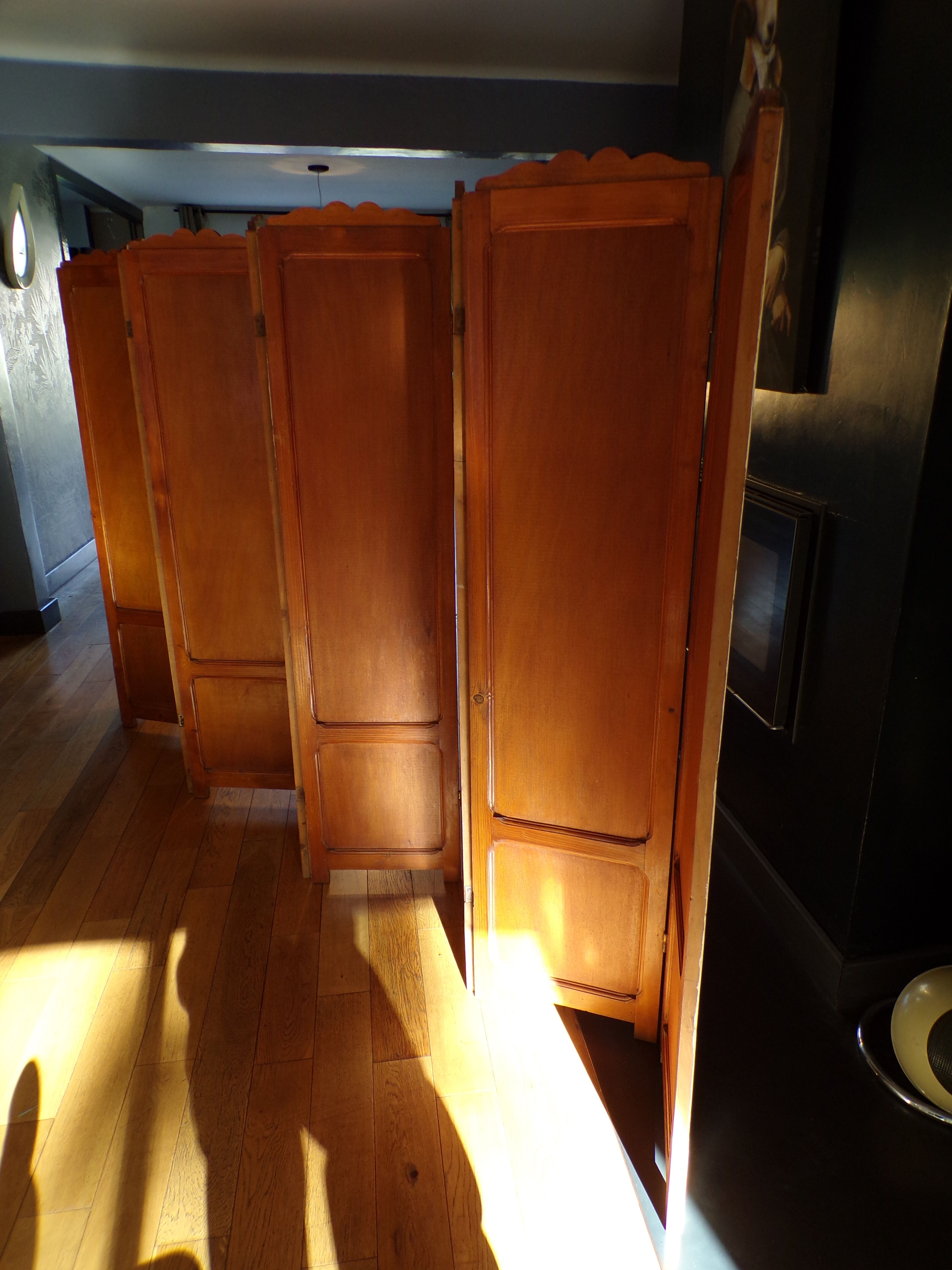 Old screen 9 wooden panels