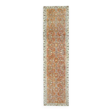 Vintage Turkish Oushak Handmade Wool Cotton Orange Runner 80x318