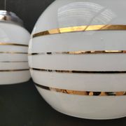 Pair of opaline pendant lights