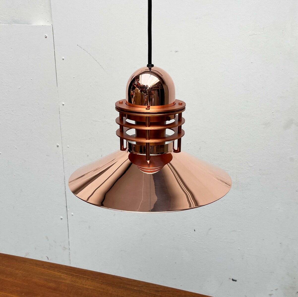 Vintage Copper Pendant Lamp Nyhavn by Alfred Homann and Ole V. Kjær for Louis Poulsen, 1980s