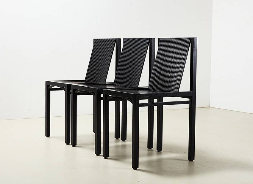 Ruud Jan Kokke Set of 3 'Latjes Dining Chairs for Metaform Netherlands 1986