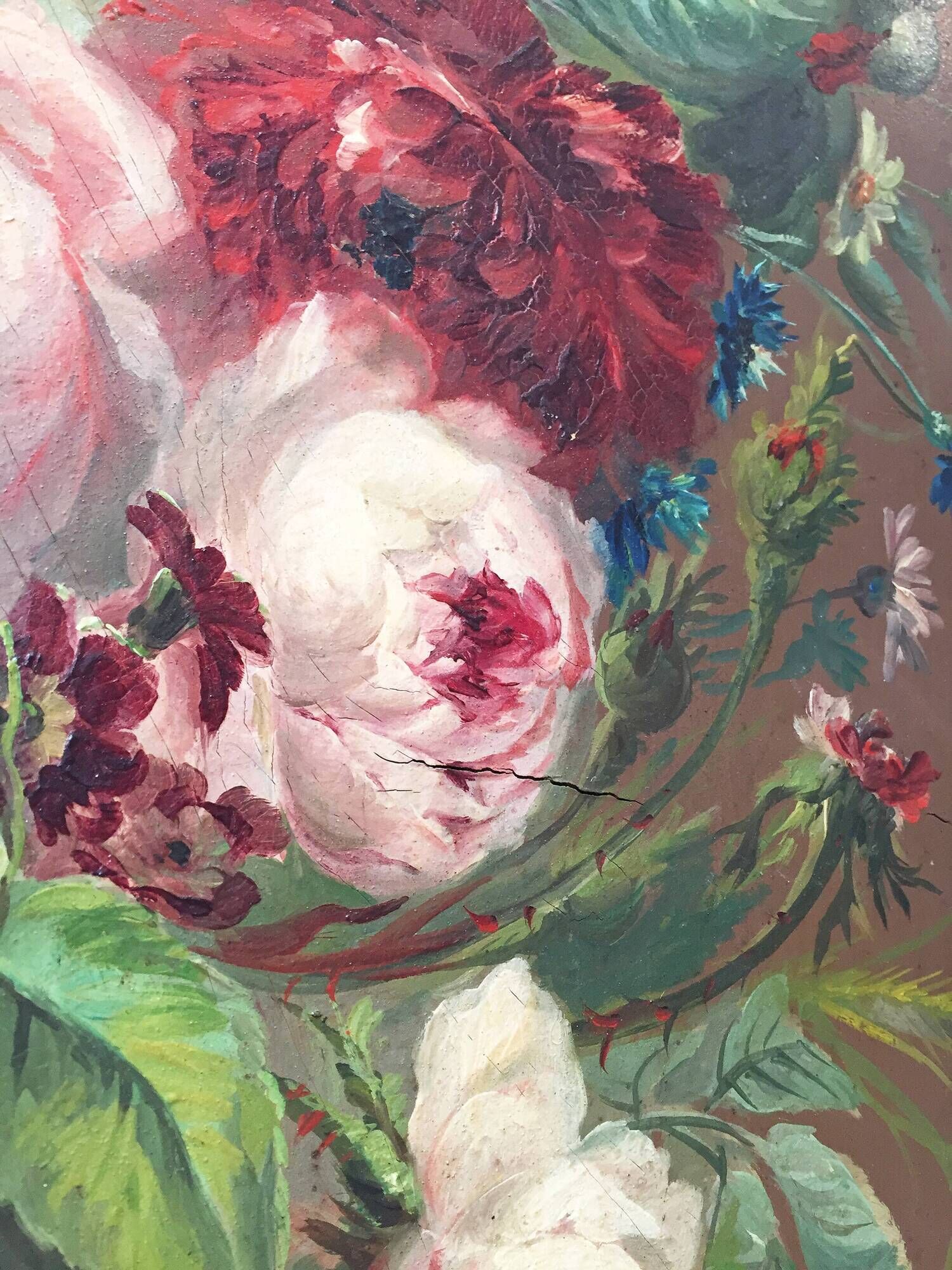 Peinture à l’huile sur bois XIXème format XXL