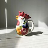Vintage rooster pitcher in Italian art pottery from Friûl