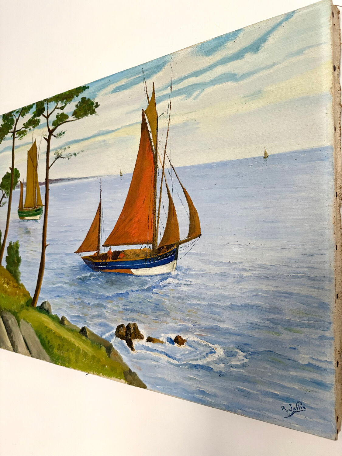 Oil on canvas, Marine signed Raymond JAFFRÉ (1918-2003)
