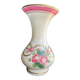 Vase Napoleon III in white opaline with floral decoration with gilding
