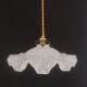 Old corrugated Clichy glass suspension - white speckled - 40s