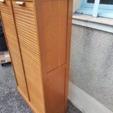 Classeur double à rideaux en bois massif – meuble de métier vintage