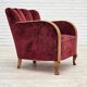 1960s, Danish armchair, cherry-red furniture velour.