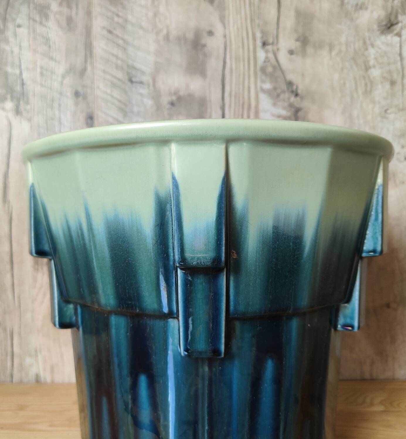 Iridescent Art Deco earthenware planter