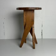 Midcentury brutalist artisanal rustic handcrafted stool, France 1960s