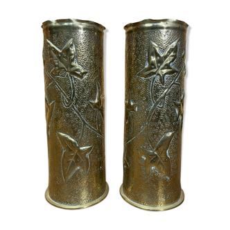 Beautiful pair shells, trench work, German, 1917, WW1, collection militaria