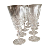 Suite of 10 champagne flutes in crystal of baccarat model burgos