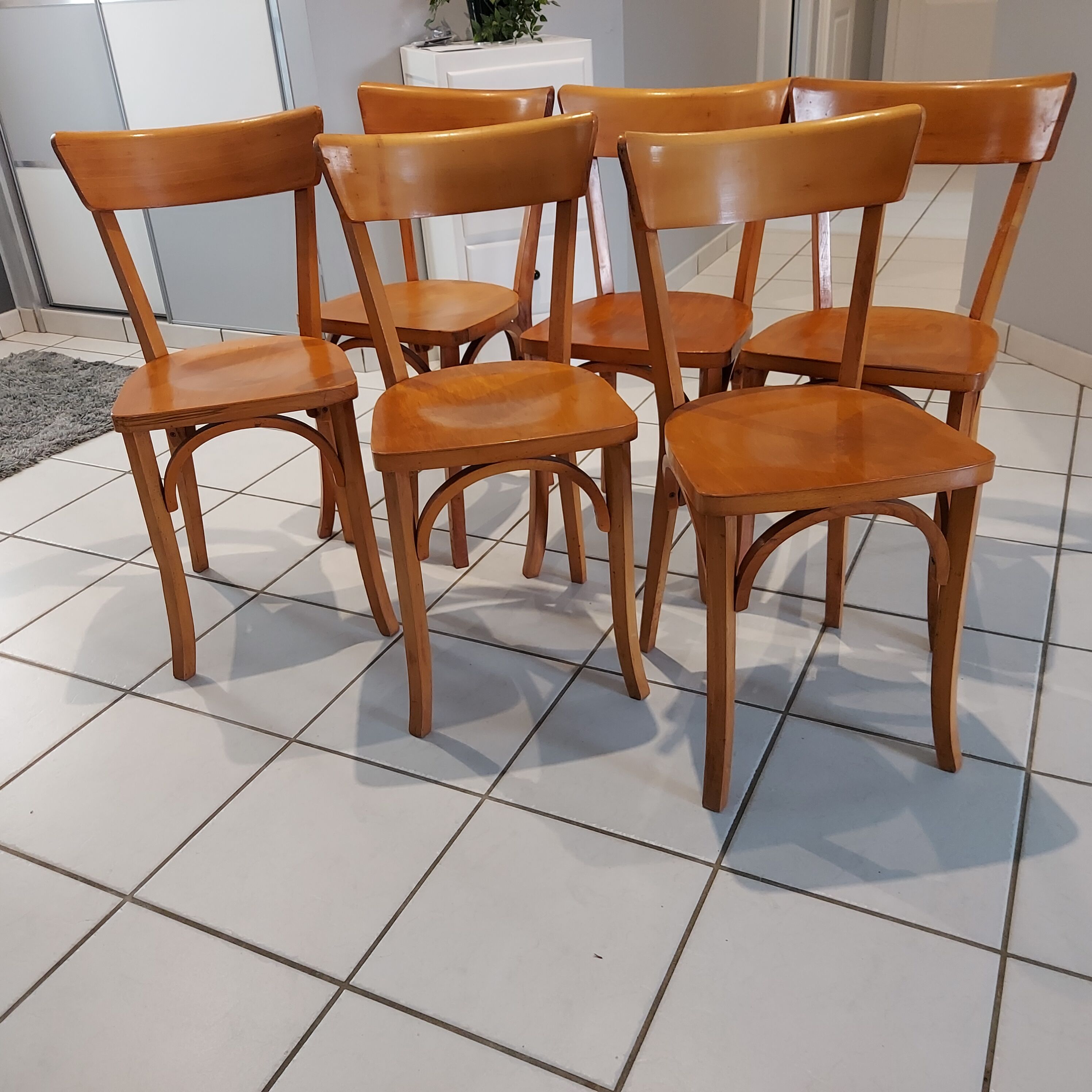 Suite of 6 chairs of Vintage Bistrot 1960s