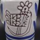 Enamelled terracotta pitcher, bird decoration engraved by Michel Barbier, Vallauris circa 1970