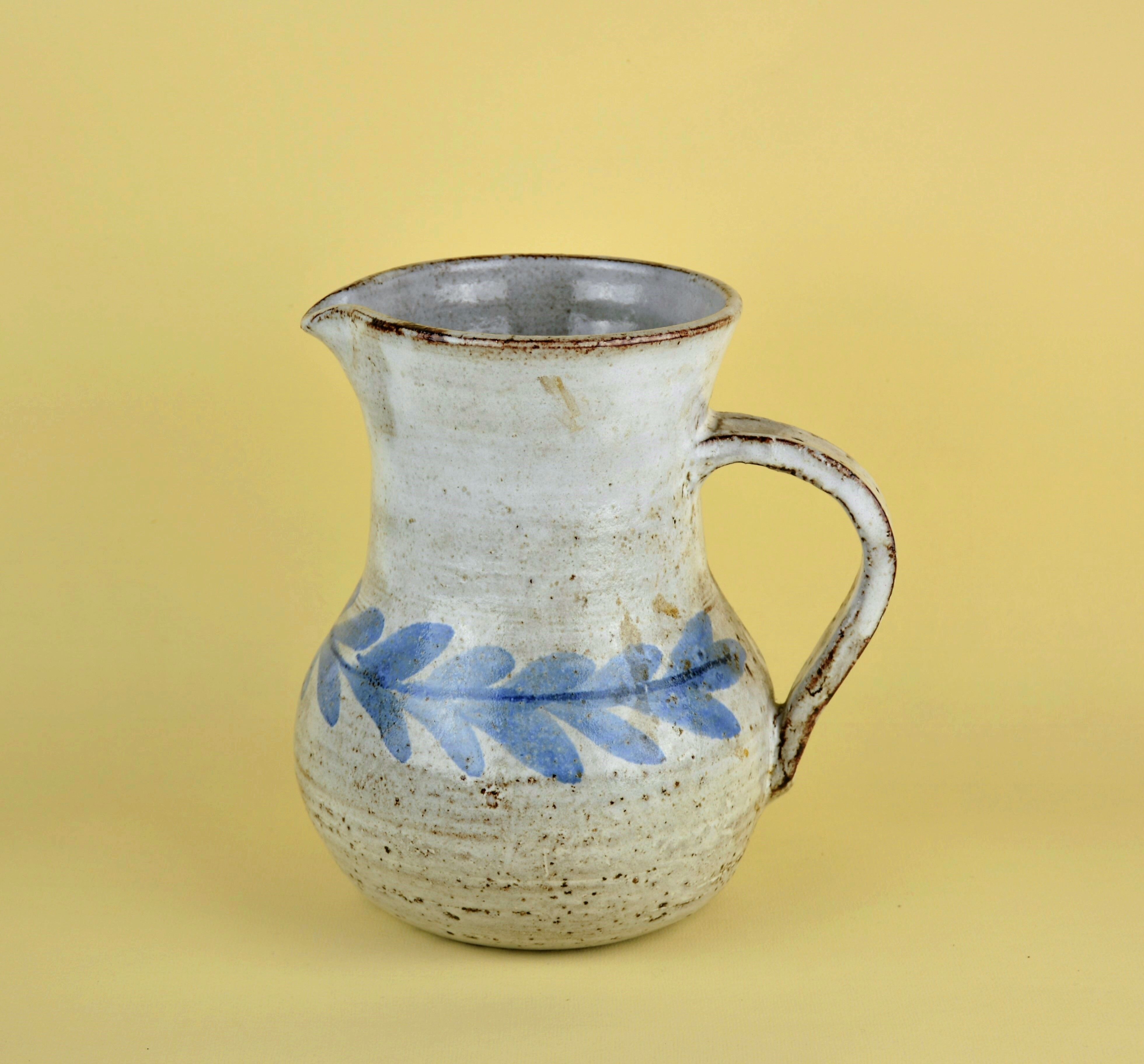 Albert Thiry pitcher with stylized blue leaves