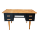 Vintage desk, Scandinavian style, Black lacquer and Beech