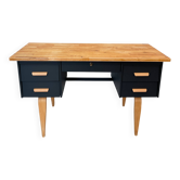 Bureau vintage, style scandinave, Noir Smoking et Hêtre