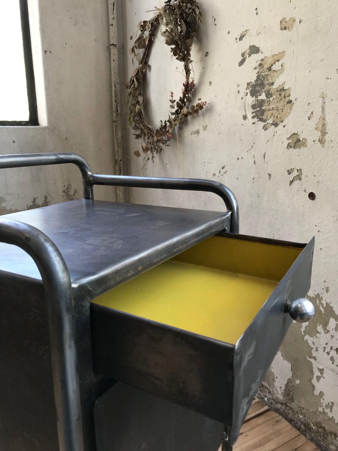 Industrial bedside table