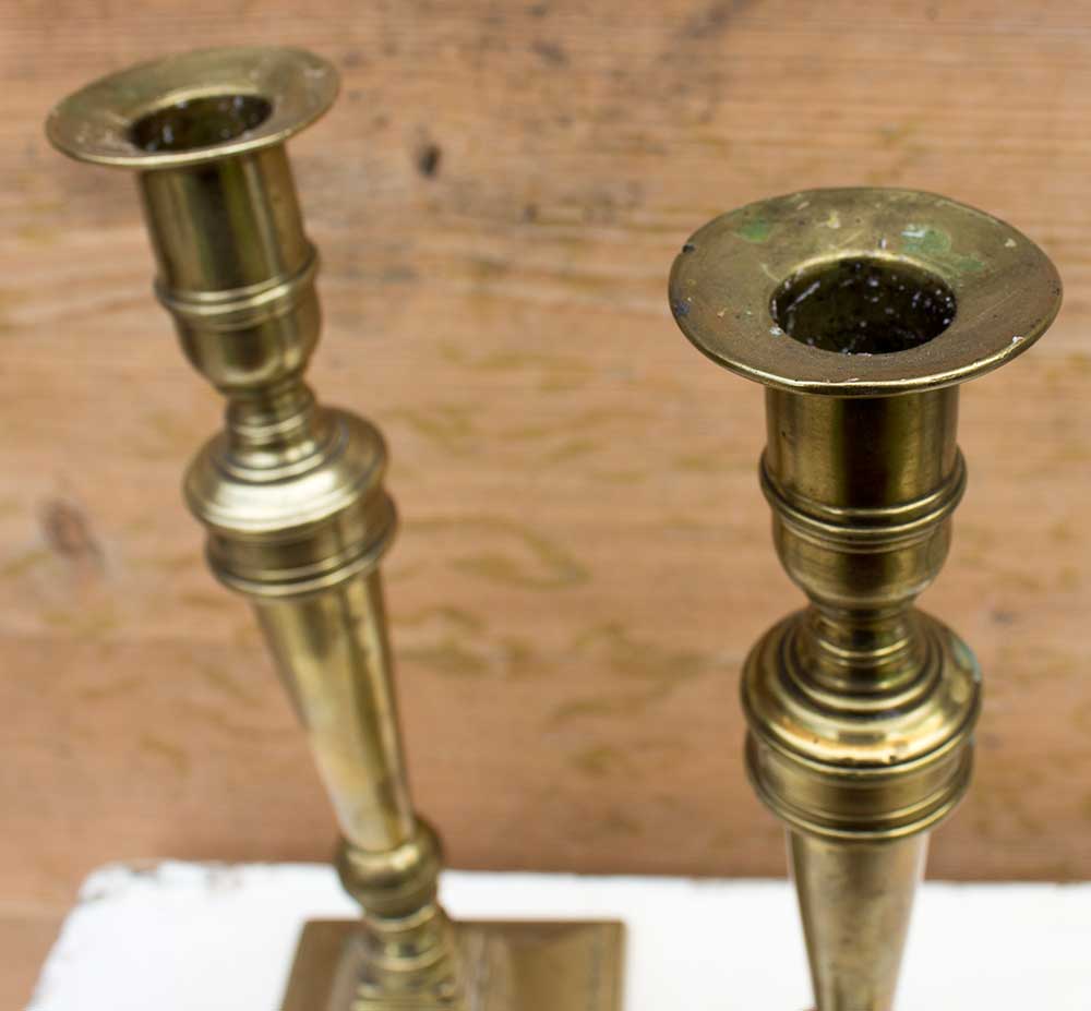 Old pair of brass candlesticks
