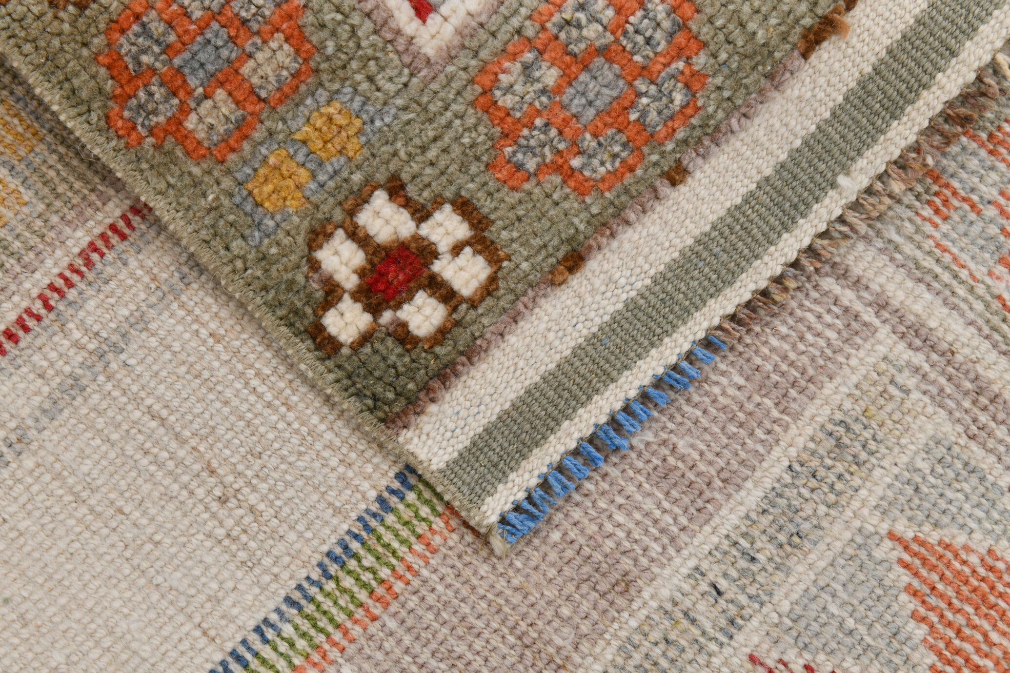 3x11 geometric oushak runner rug,97x348cm