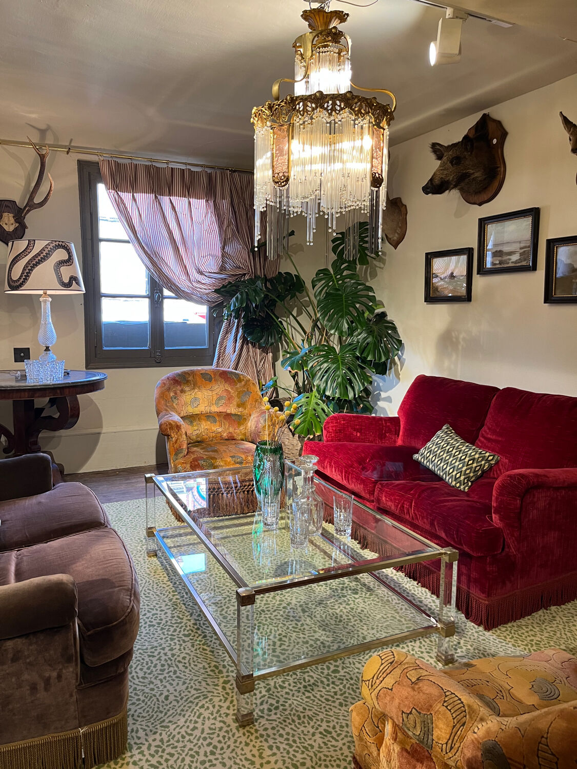 Table basse verre et plexiglas 1960