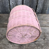 Old vintage pink rattan worker basket