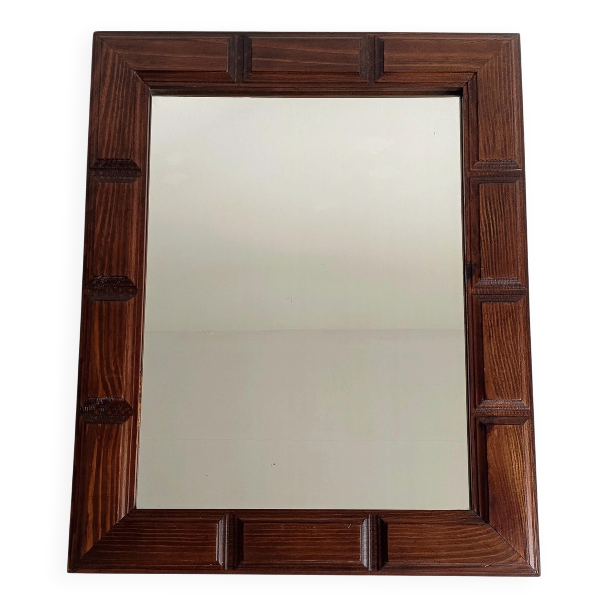 Mid-Century Spanish Oak Wall Mirror– Castilian Style, 1950s