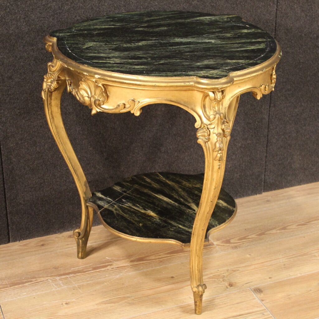 Gilded and lacquered faux marble living room coffee table