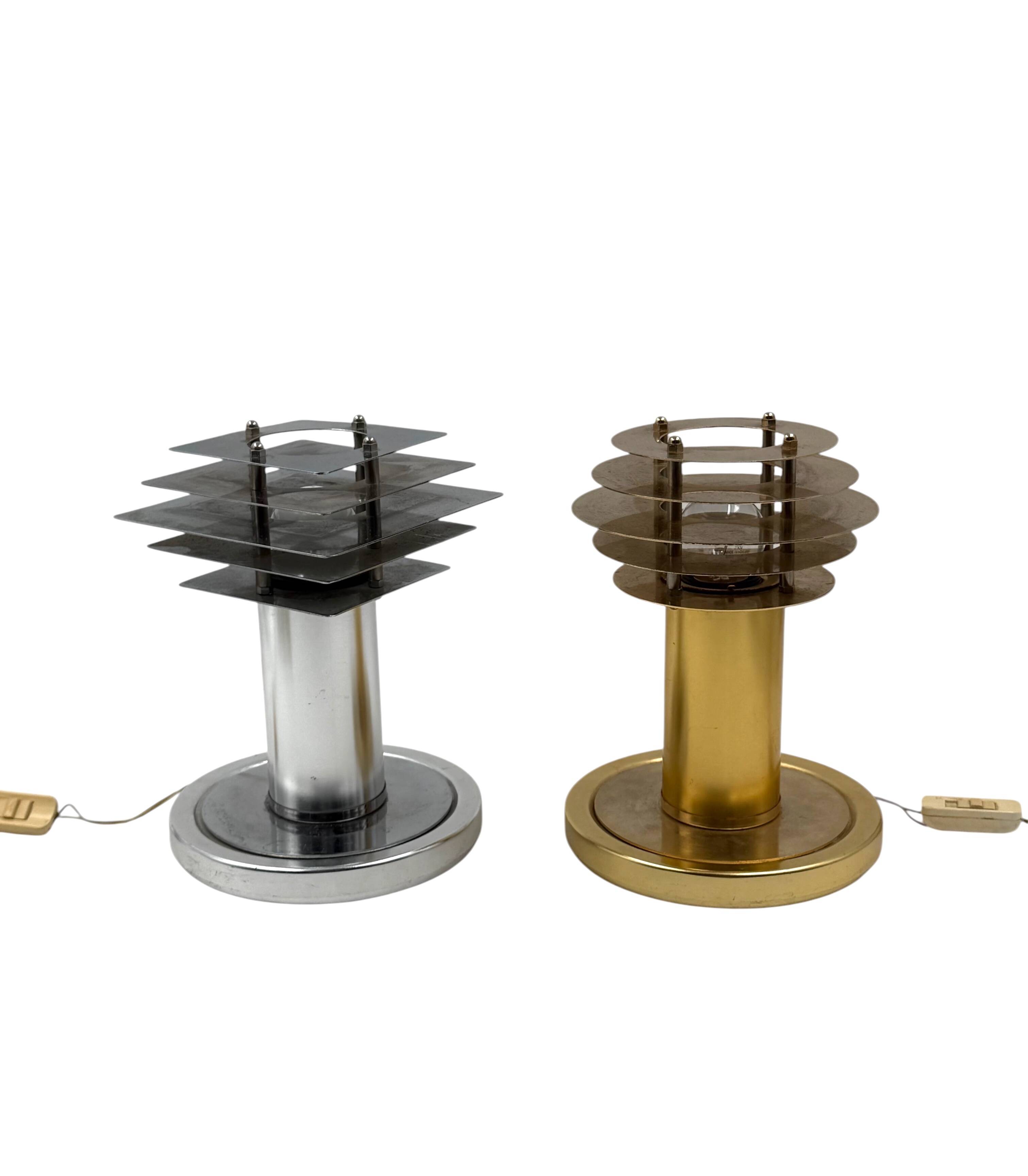 Space age set of 2 table lamps, Italy 1970s