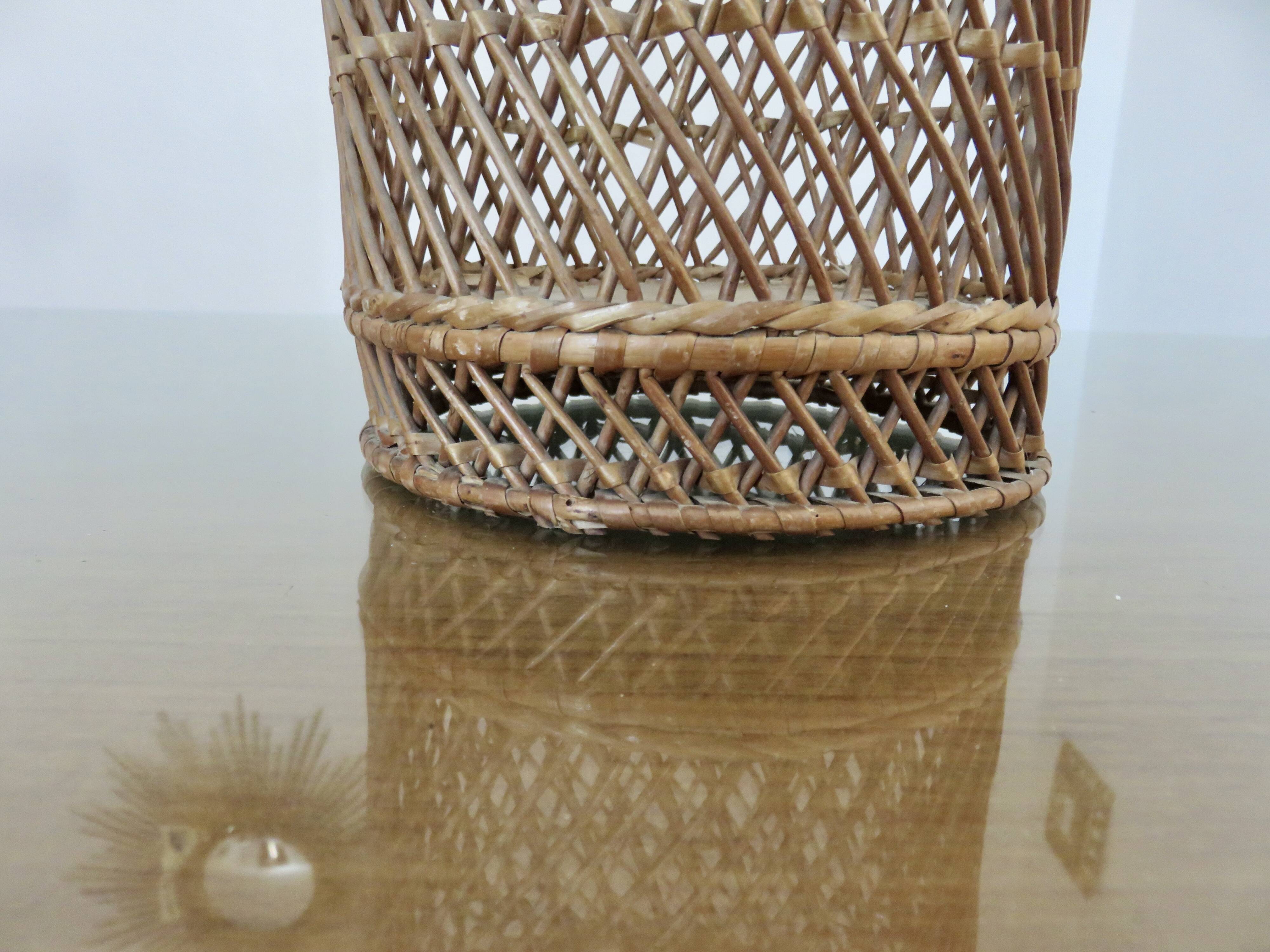 Rattan wastebasket, office, 1960 1970