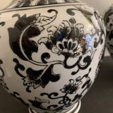 Pair of black and white ceramic vases