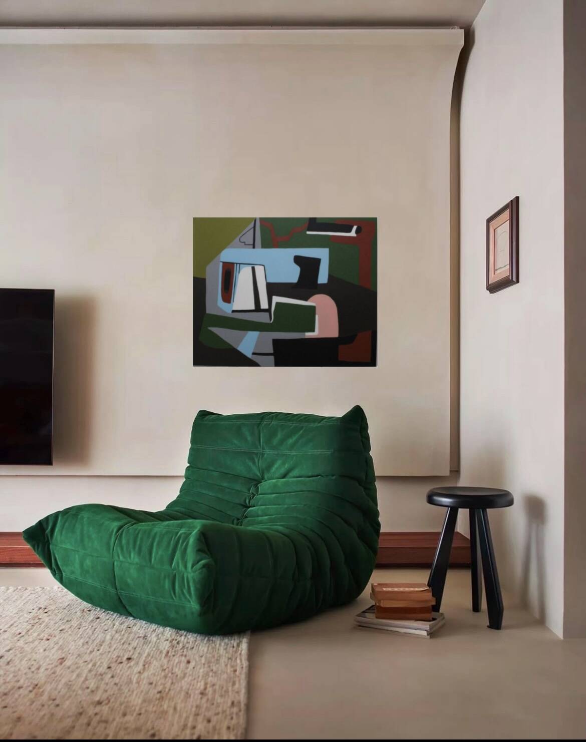 Original abstract painting "Powerful alignment" on canvas 100x81cm.