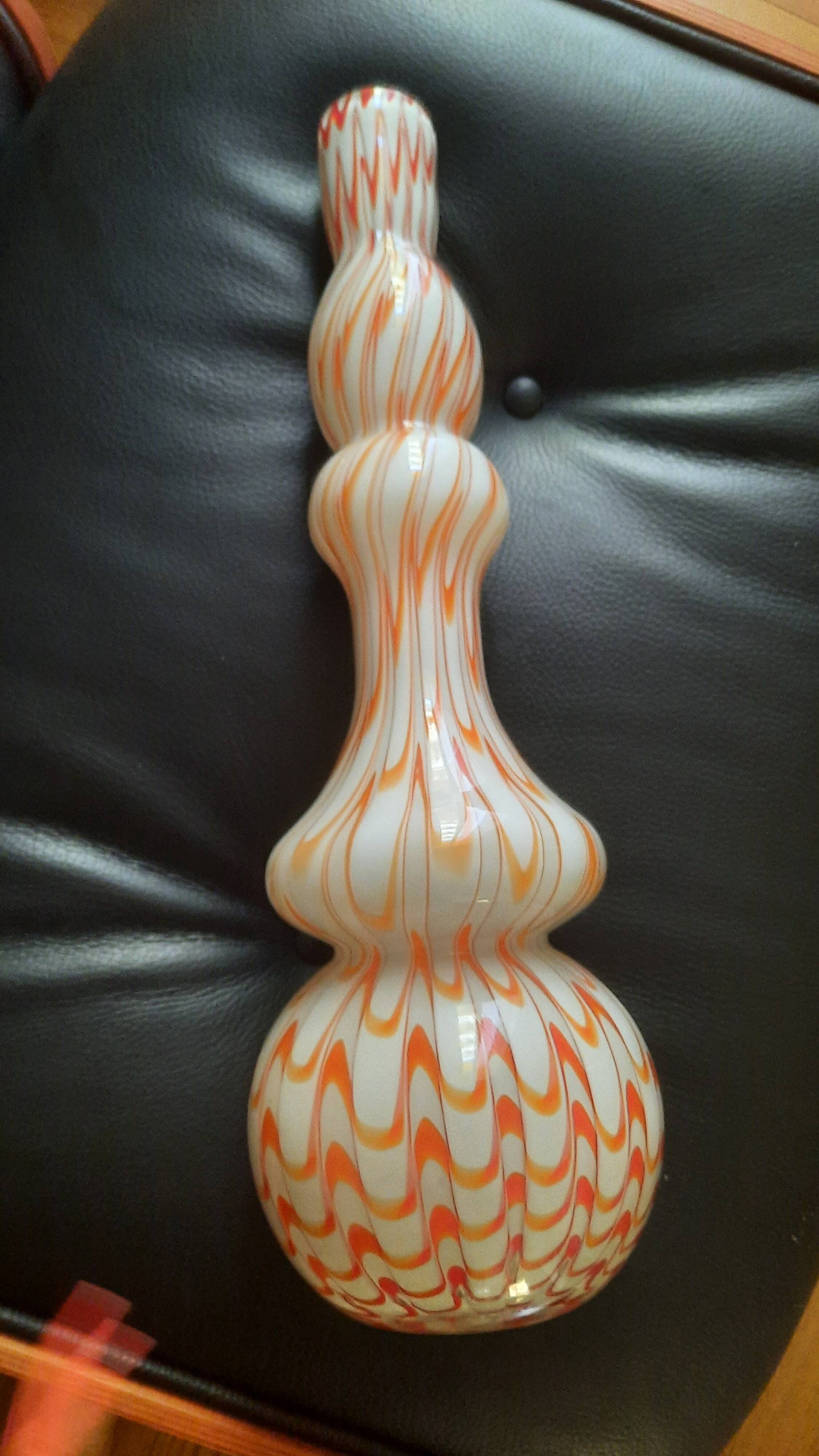 Large opaline glass vase, blown Italian, attributed to the production of Opal.
