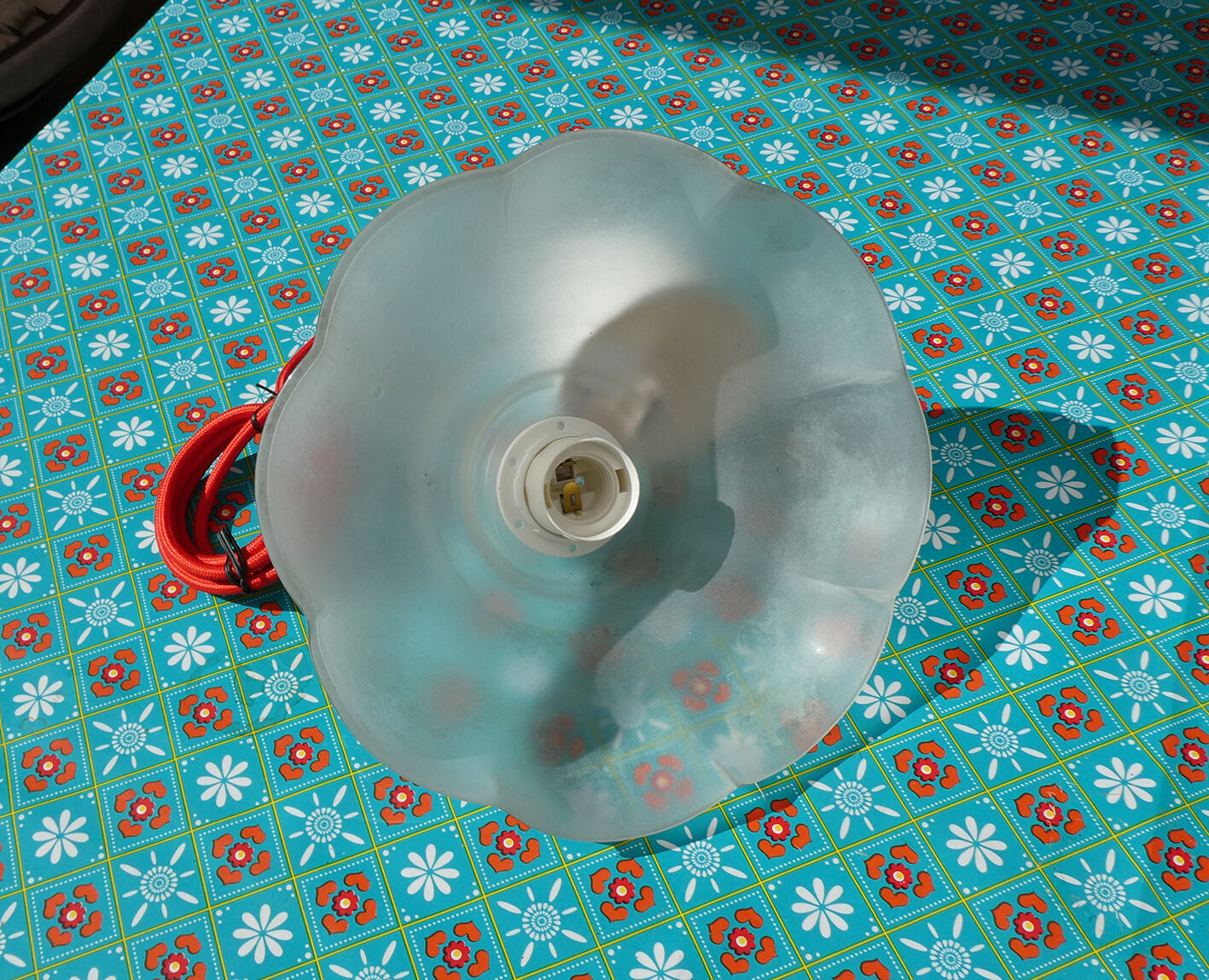 Old hanging lamp, shade glass lamp vintage