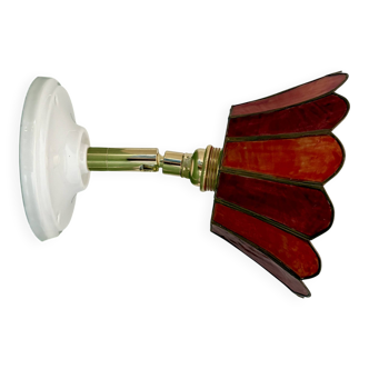 Applique abat-jour vintage en nacre rose et orange