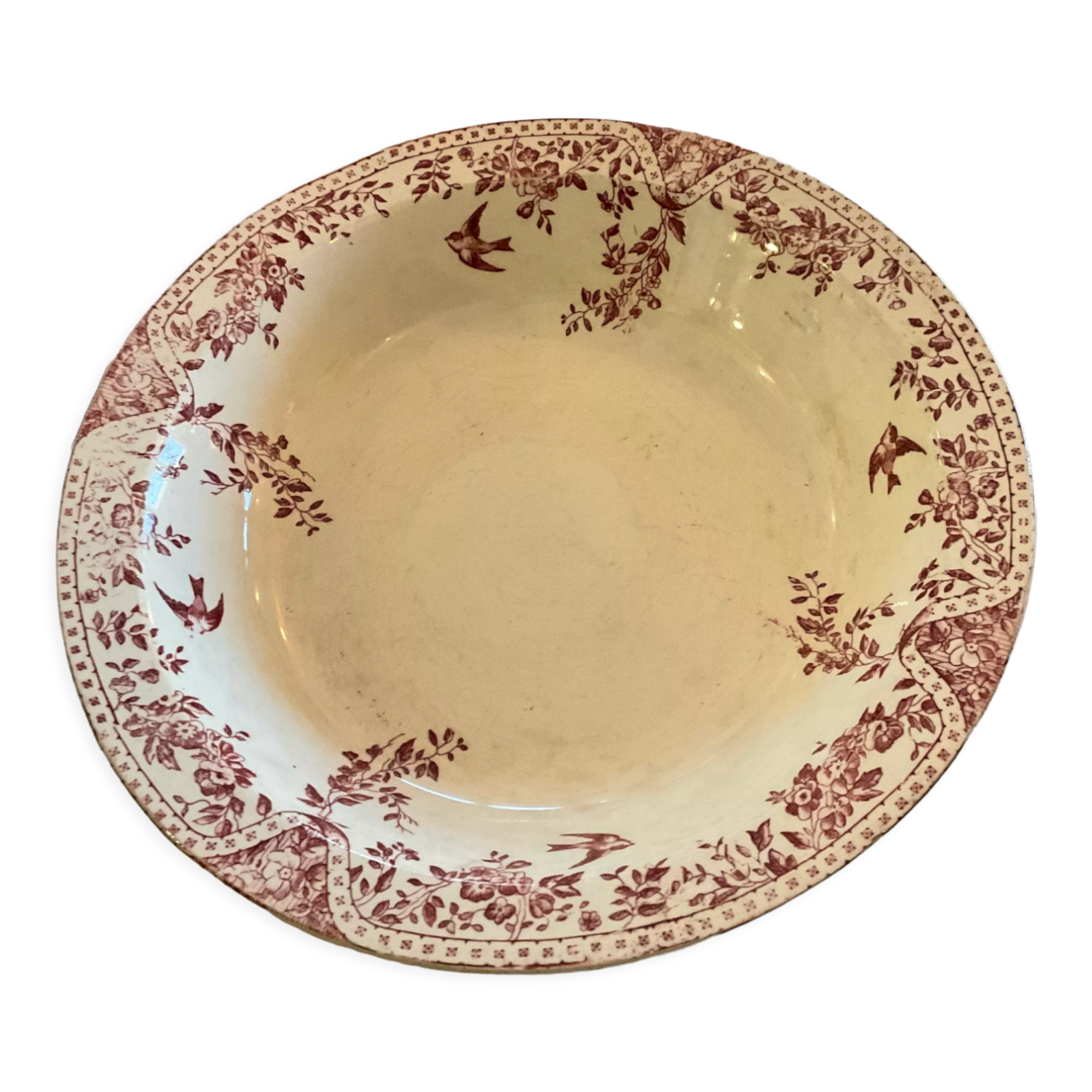 Plat creux Terre de fer faience grand dépôt e.bourgeois.rose