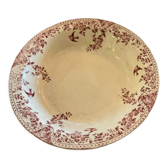 Hollow dish iron earth faience Grand dépôt E.Bourgeois.rose