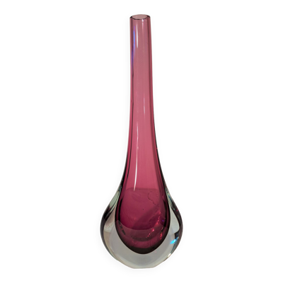 Vase soliflore en verre de Murano par Flavio Poli