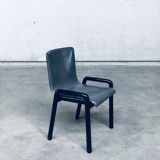 Postmodern Leather Dining Chairs, Italy, 1980s, Set of 4