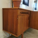 Scandinavian teak row 50s-60s, French manufacture signed Eros