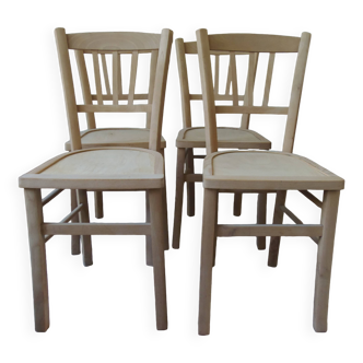 4 vintage bistro chairs in waxed beech.