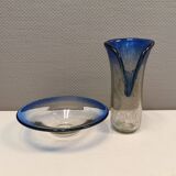 Vase and Bowl made of several layers of glass with inlaid air ‘bubbles’ from Swedish Visby glass 92