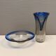Vase and Bowl made of several layers of glass with inlaid air ‘bubbles’ from Swedish Visby glass 92