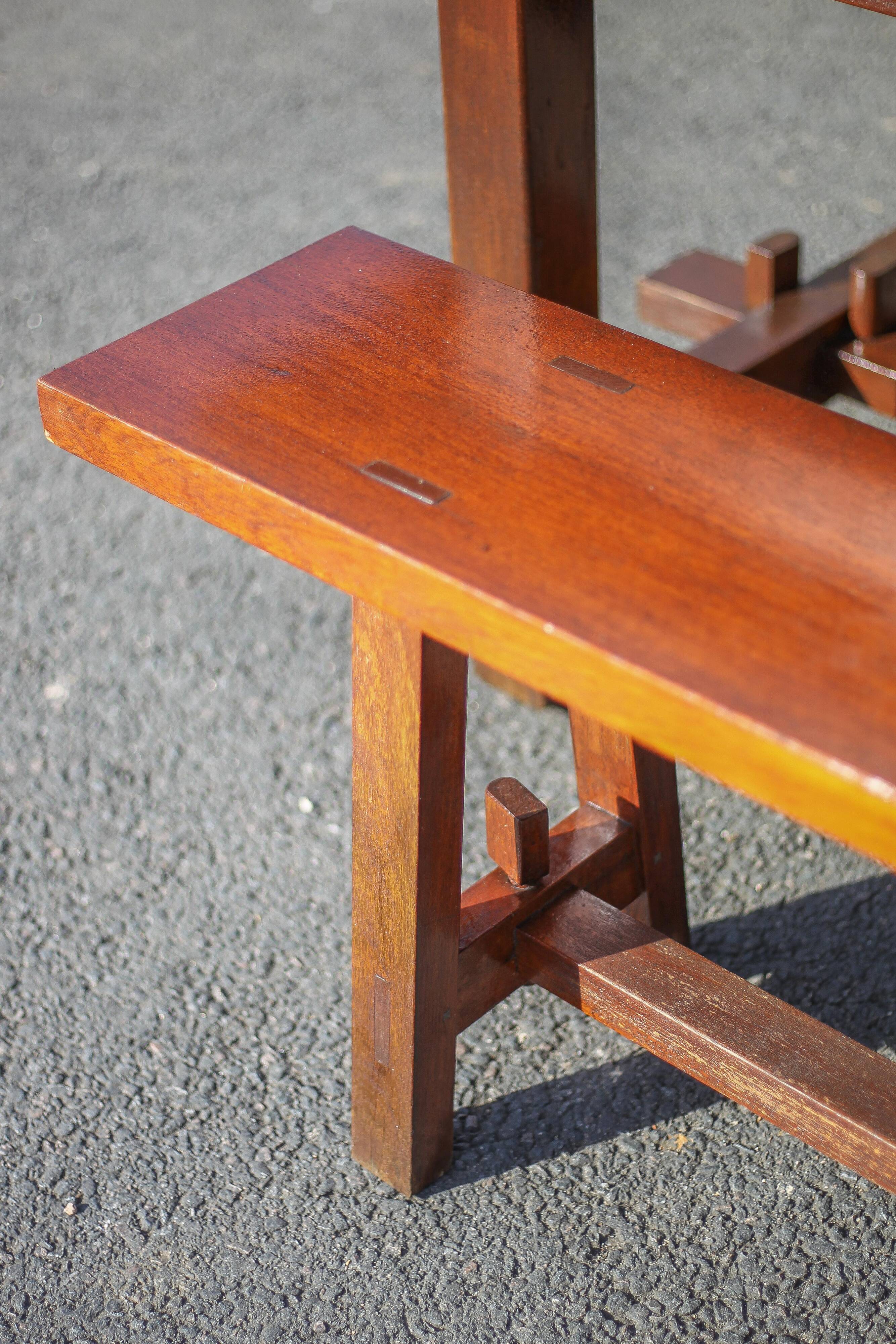 Farmhouse table with extensions and its 2 benches, living room table, solid wood table, kitchen, chalet, ca
