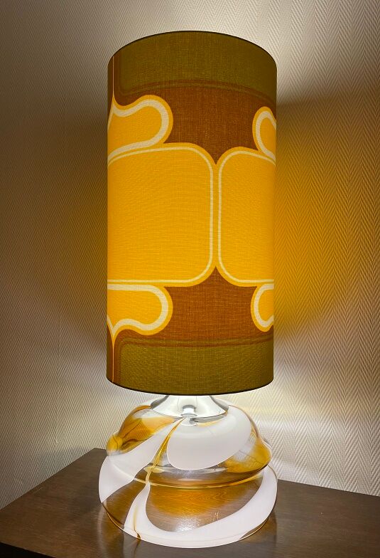 Table lamp lampshade vintage fabric Sirius pattern