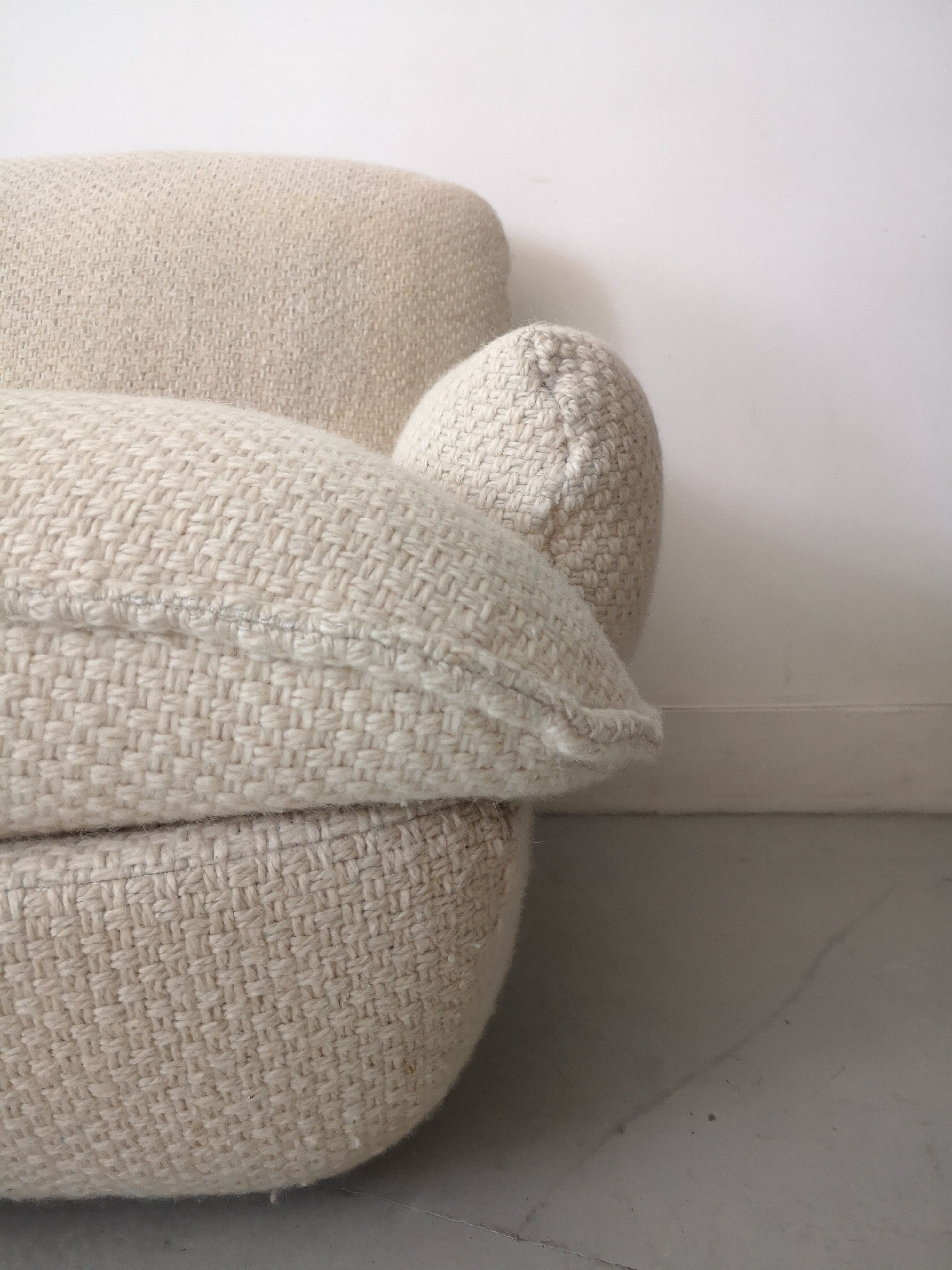 3-seater modular sofa in French terry-style wool fabric, airborne 1970